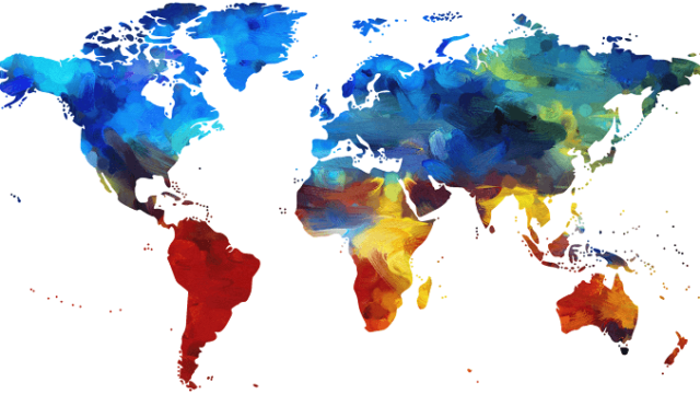 レインボーカラーの世界地図
