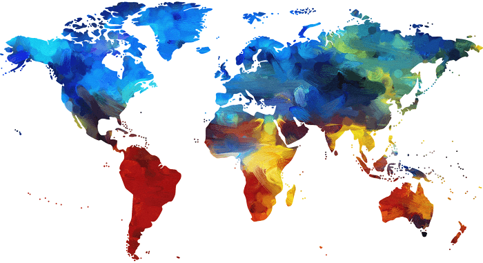 レインボーカラーの世界地図